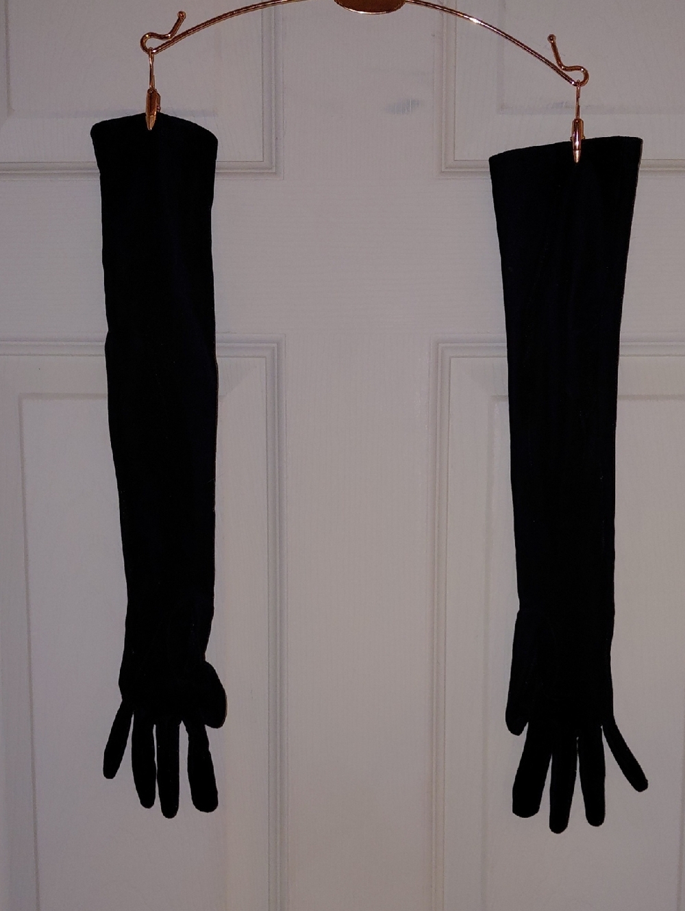 Like New Pair of Finale Ladies Velvet Evening Gloves, Opera Length, Worn Once